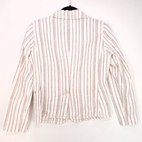 Chico's 100% Linen Button Blazer Jacket Minimalist Size 0 (S/4) Beige Striped - Picture 2 of 9